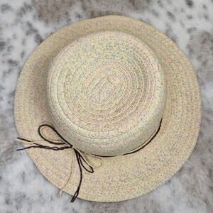 Scala Kids Girl's Sun Panama Hat Youth Size 4-6X (20") Natural Mint Pink Summer